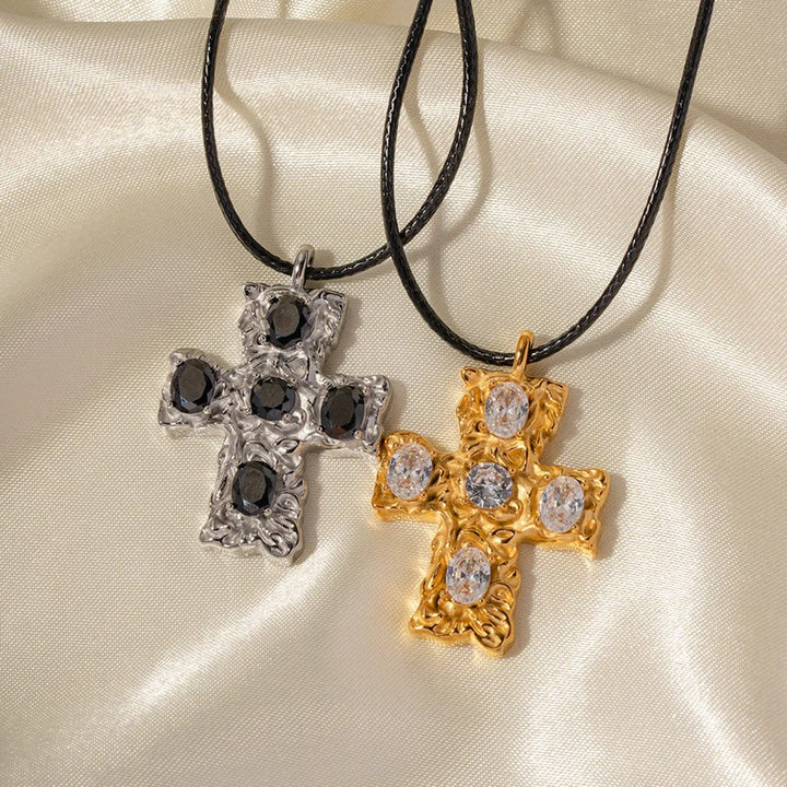 Black Stone Cross Choker