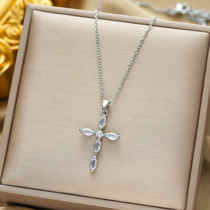 Vibrant Zirconia Cross Necklace