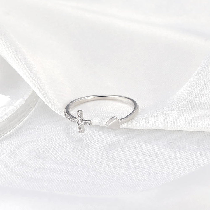 Silver Love Cross Ring