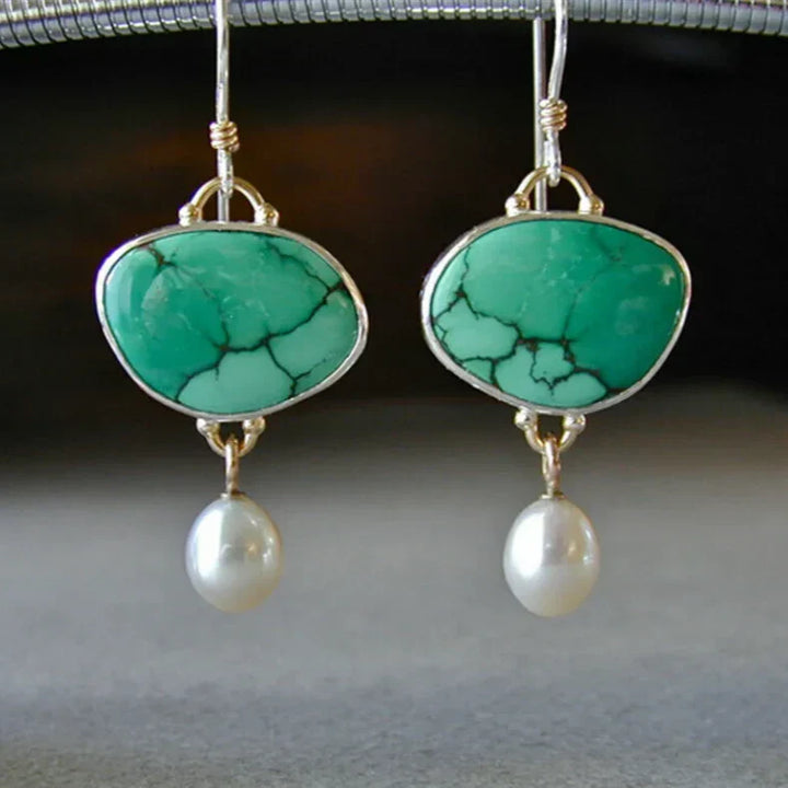 Vintage Turquoise and Pearl Earrings