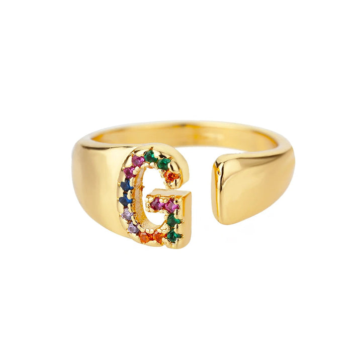 Adjustable Personalized Gold Letter Ring
