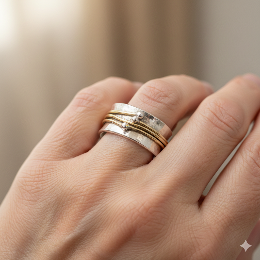 Vintage Gold Ring with Silver Accents