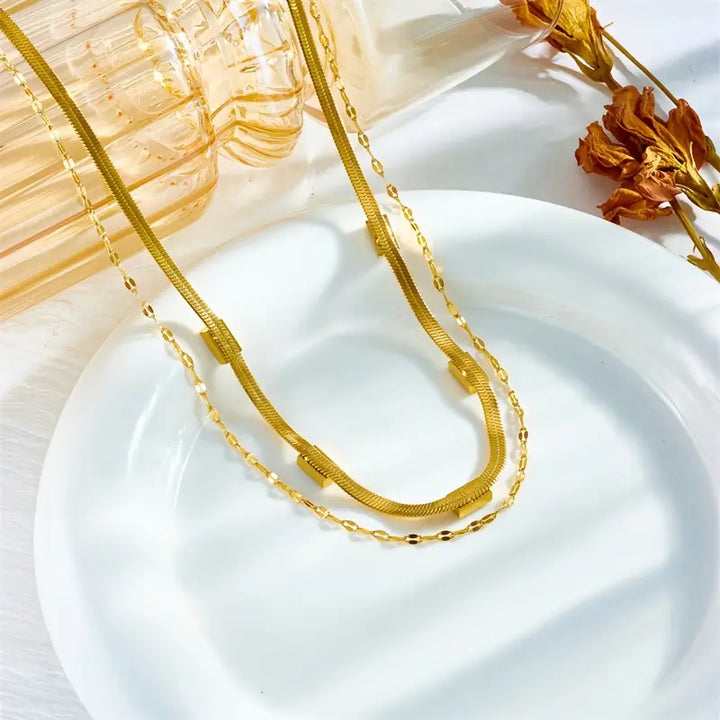 Retro Gold Sorella Gem Layered Necklace
