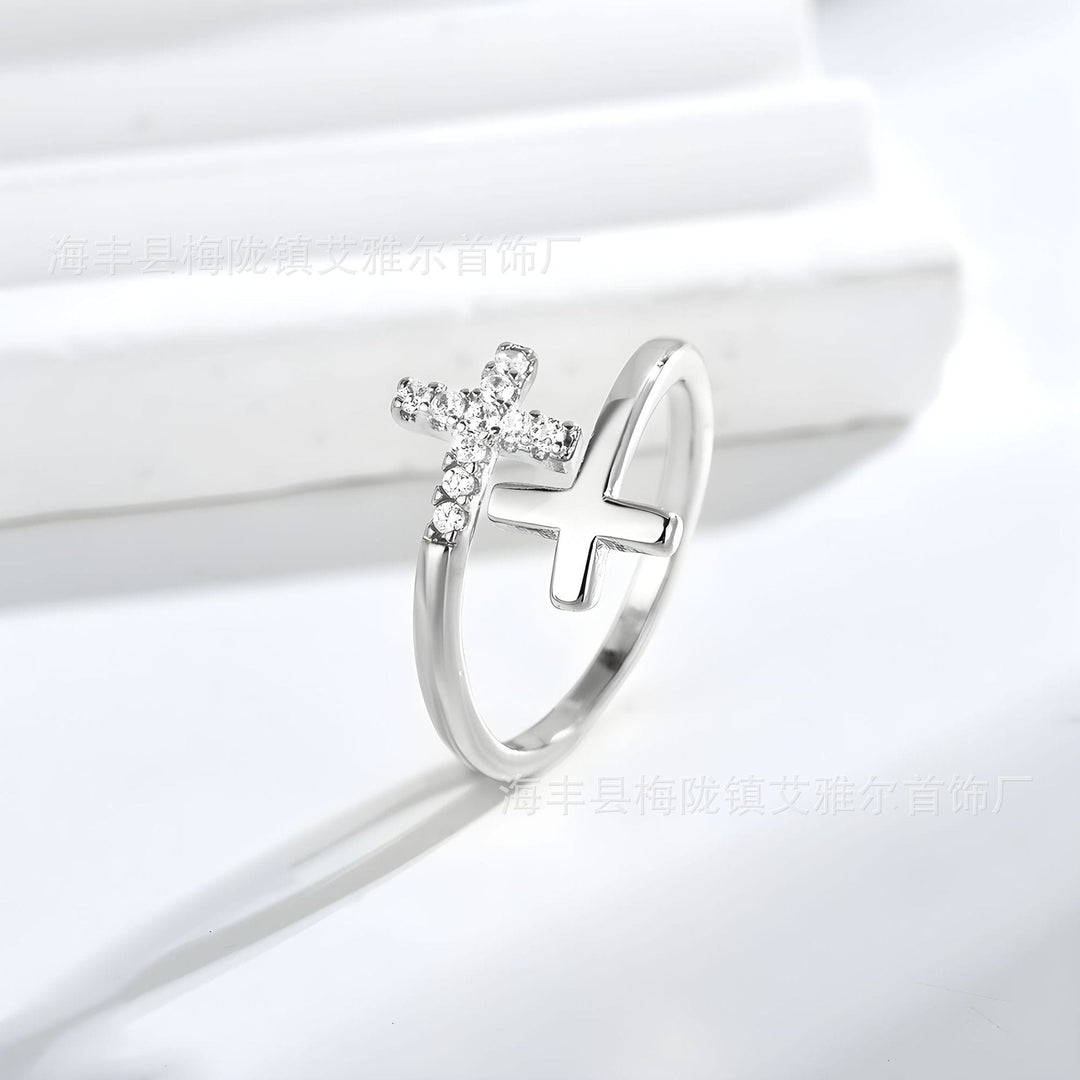 Adjustable Sacred Double Cross Ring