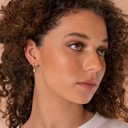Gold Rectangular Crystal Earrings