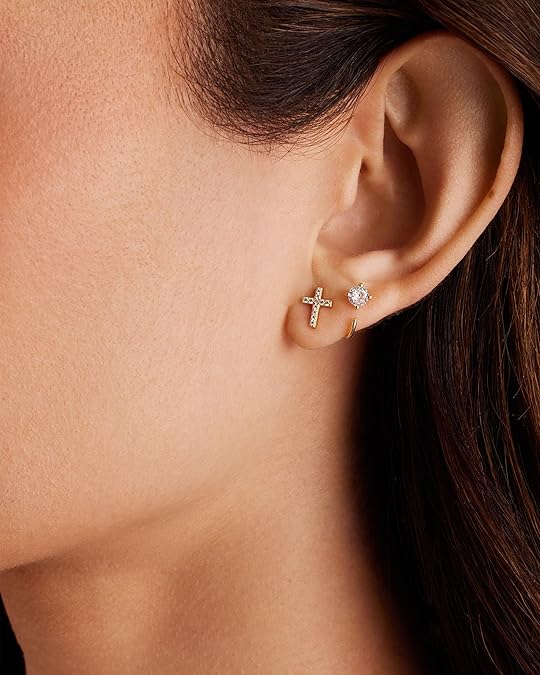 Gold Pavé Cross Earrings