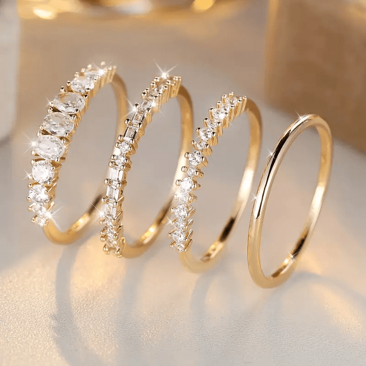 14k Stackable Gold Zirconia Rings