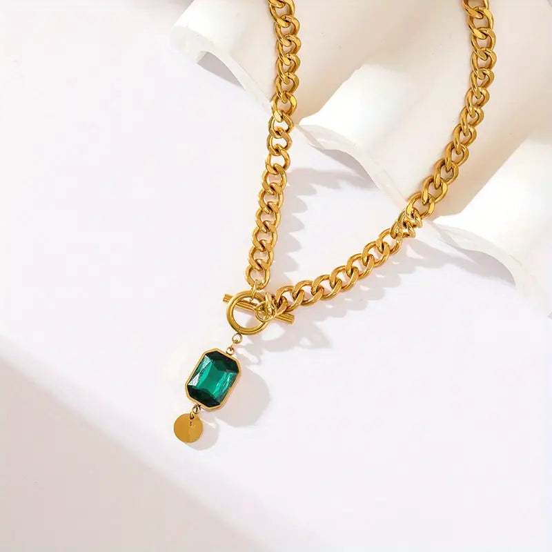 Emerald Stone Gold Necklace