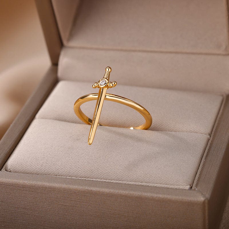 Silver Sword Cross Ring
