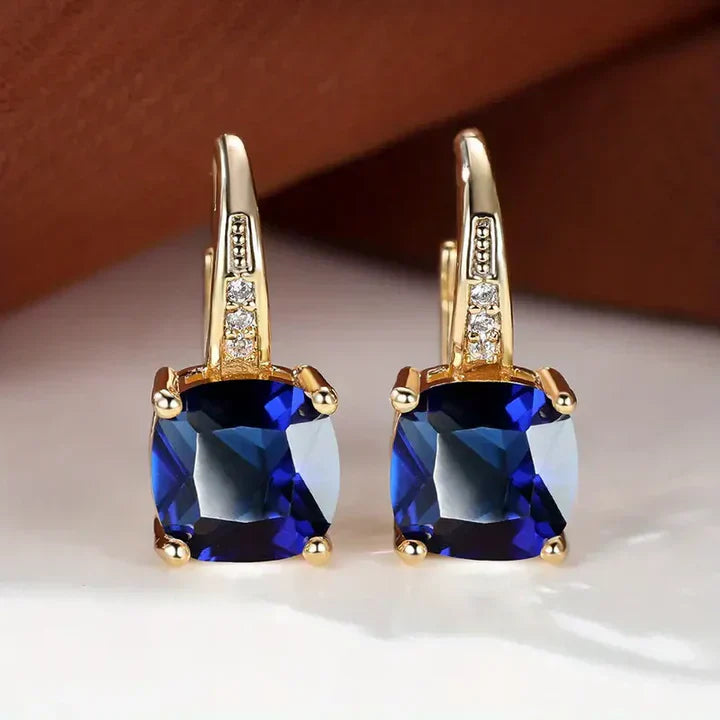 Mystical Stone Gold Hoop Earrings