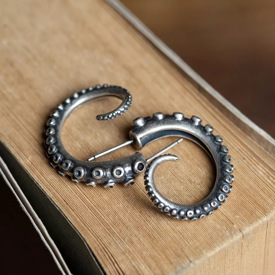 Silver Tentacle Earrings