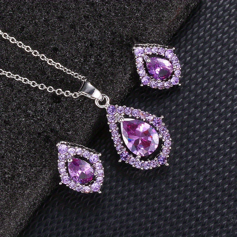 Nadine Amethyst Jewelry Set: Necklace & Earrings