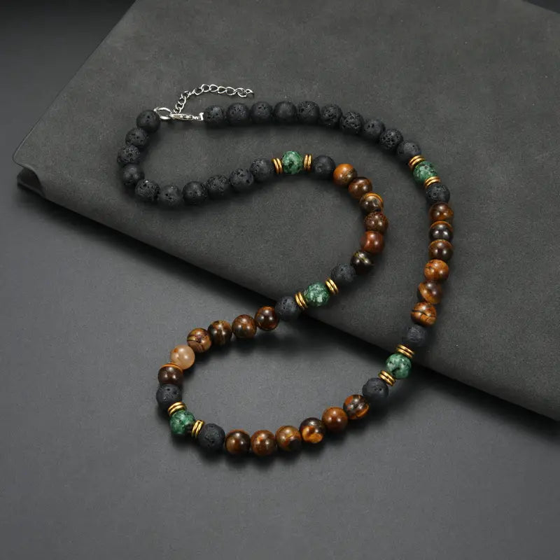 Luxurious Tiger Eye Bead Necklace with Gold Clasp