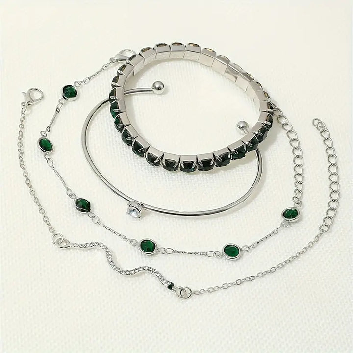 Elegant Emerald Bracelet Set