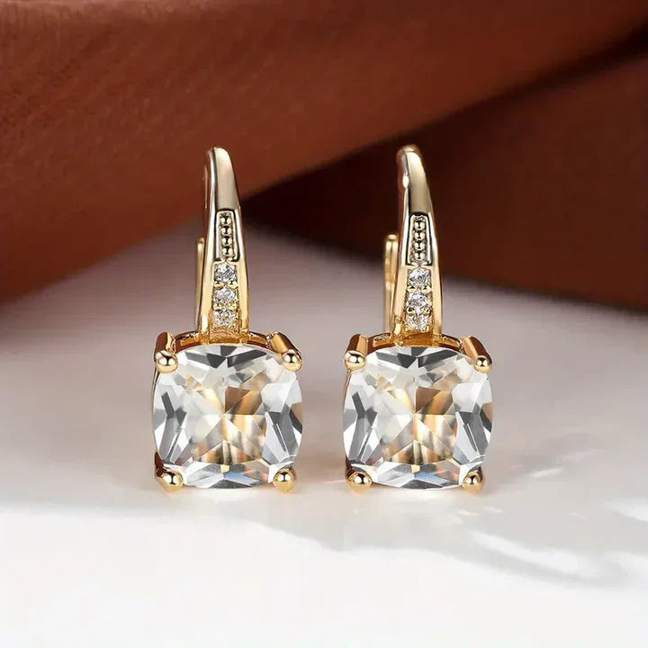 Mystical Stone Gold Hoop Earrings