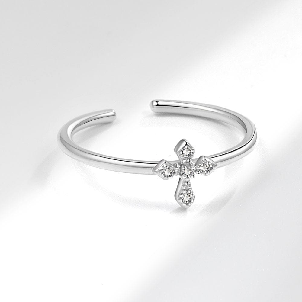 Diamond Cross Silver Ring