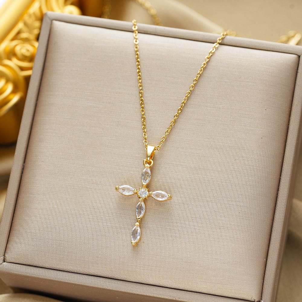Vibrant Zirconia Cross Necklace