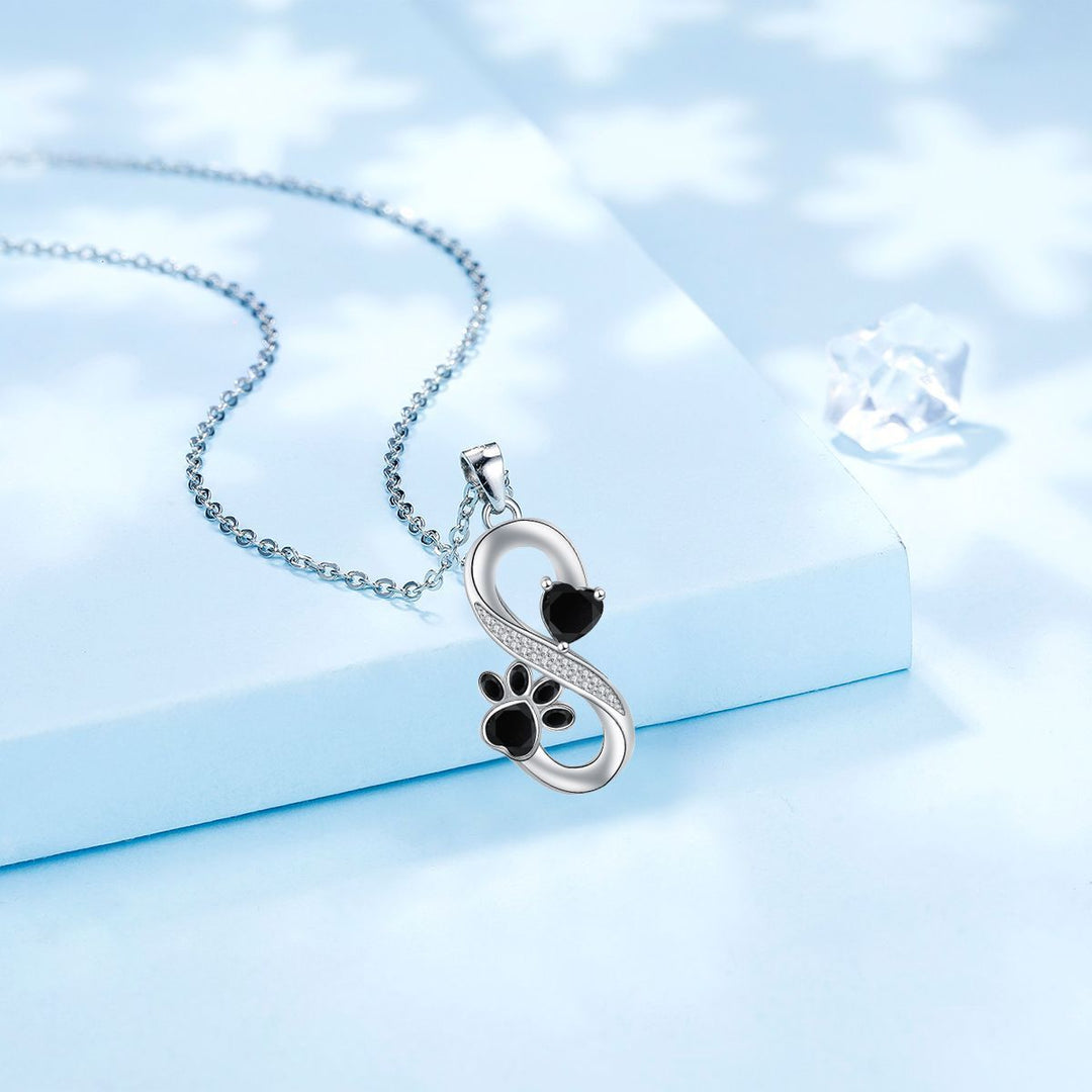 Endless Love Heart & Paw Print Necklace
