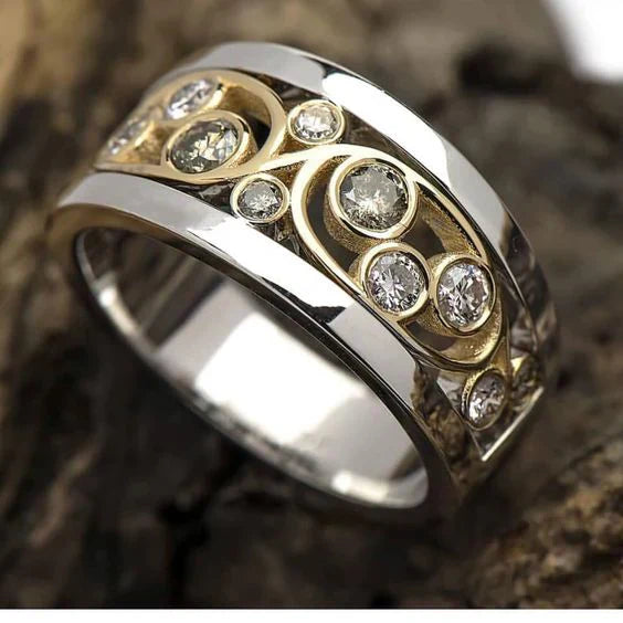 Vintage Gold and Silver Ivy Zirconia Ring