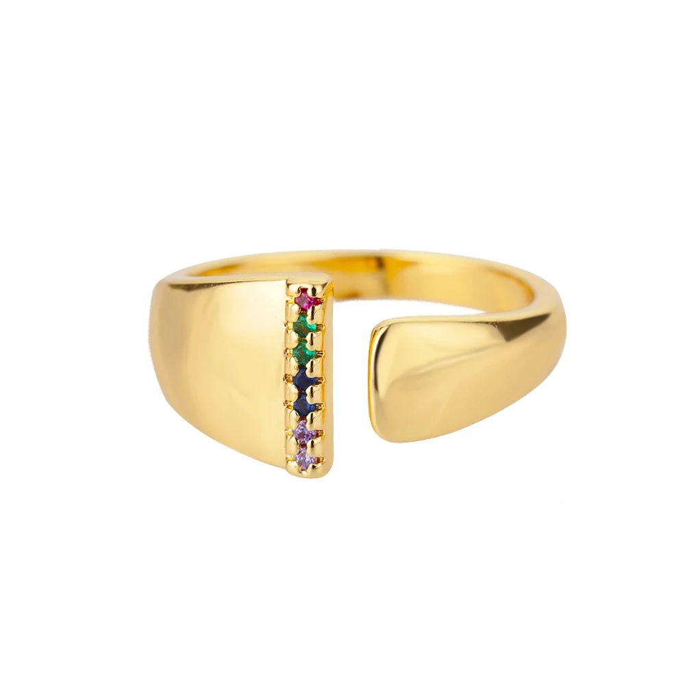 Adjustable Personalized Gold Letter Ring