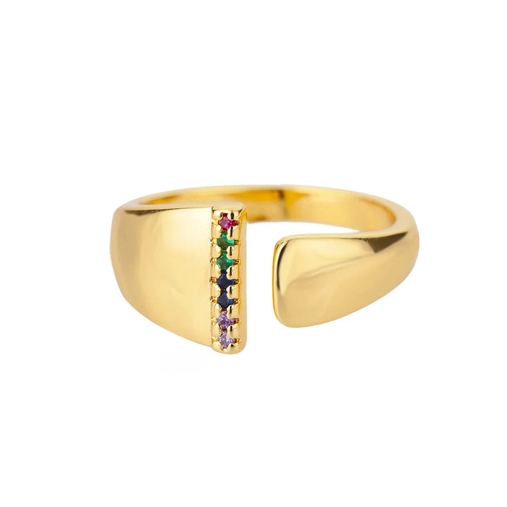 Adjustable Personalized Gold Letter Ring