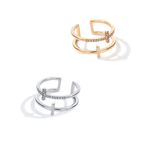 Adjustable Glory Double Cross Ring