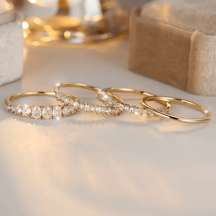 14k Stackable Gold Zirconia Rings