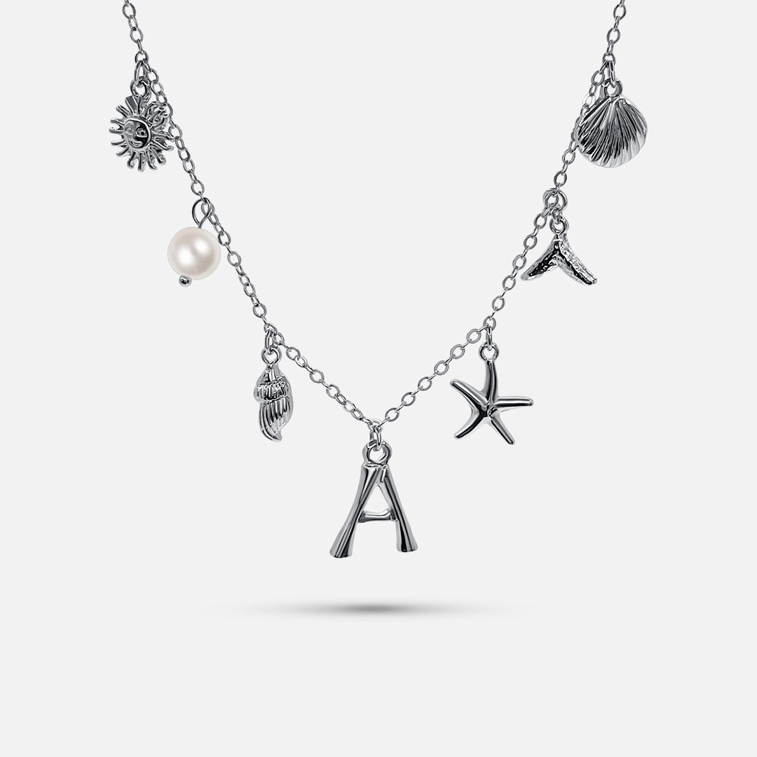 Silver Letter Ocean Collar