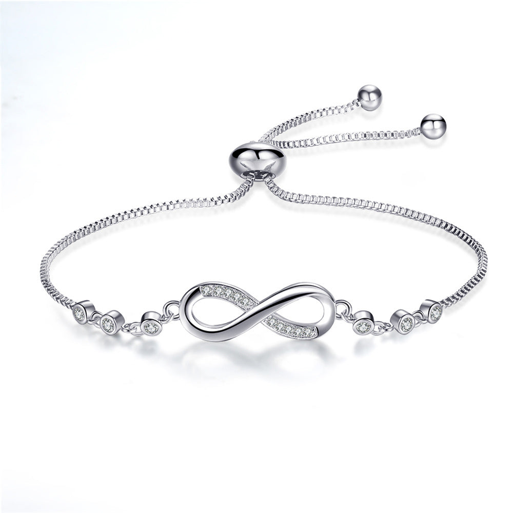 Adjustable Silver Infinity Bracelet" can be rewritten as "Adjustable Silver Infinity Charm Bracelet.