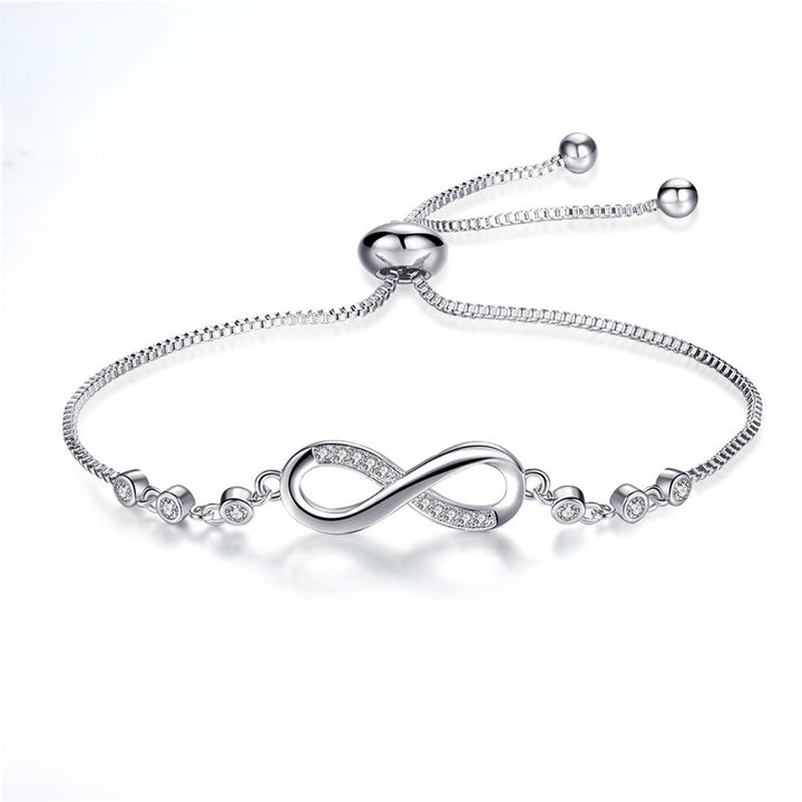 Adjustable Silver Infinity Bracelet" can be rewritten as "Adjustable Silver Infinity Charm Bracelet.
