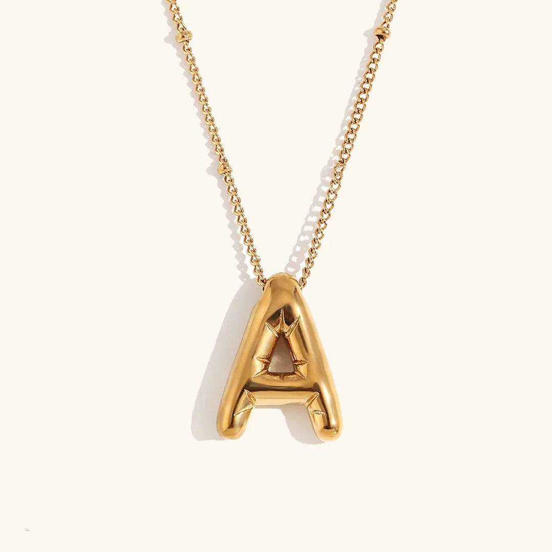 Balloon Initial Gold Necklace