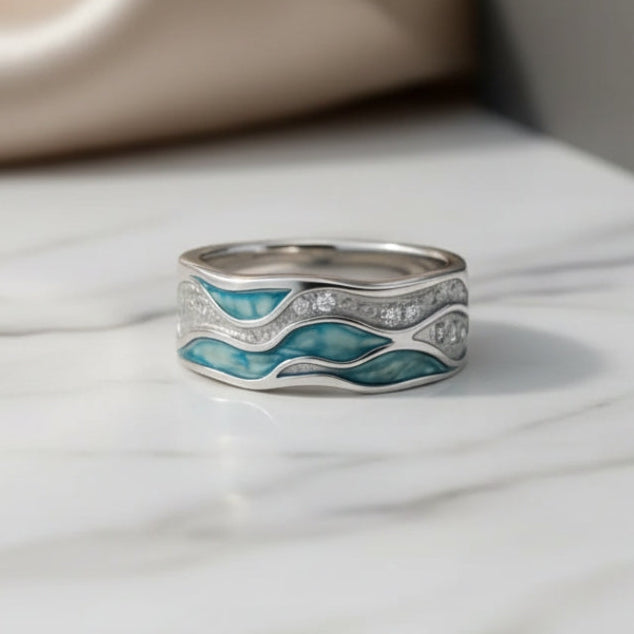 Turquoise Wave Silver Ring