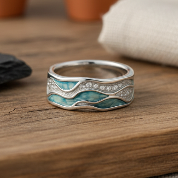 Turquoise Wave Silver Ring