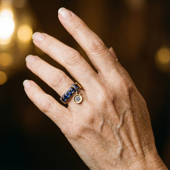 Vintage Gold and Blue Crystal Ring
