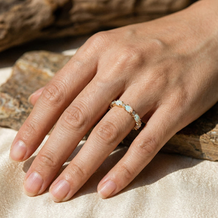 Vintage Opal Eternity Gold Ring