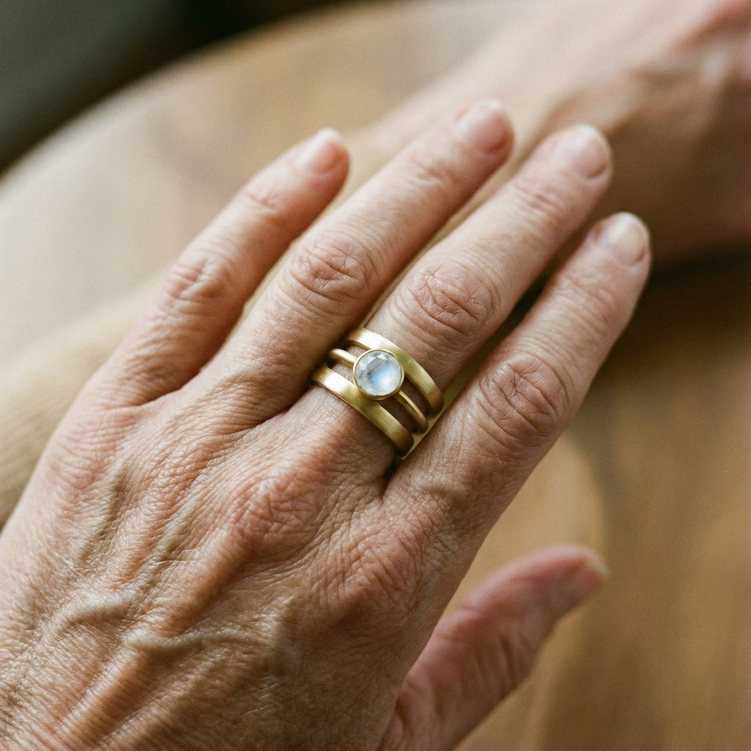Vintage Gold Ring with Moonstone Accents