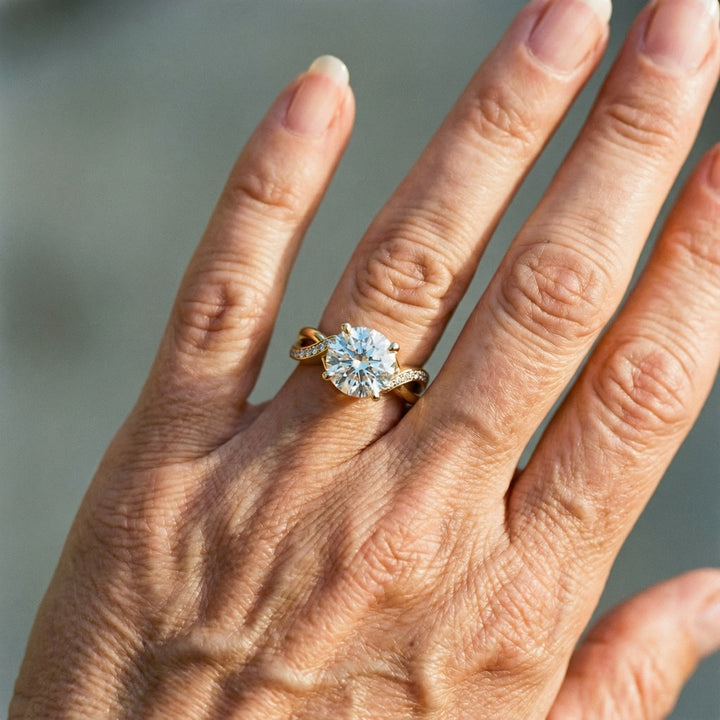 Vintage Braided Gold Ring with CZ Accents