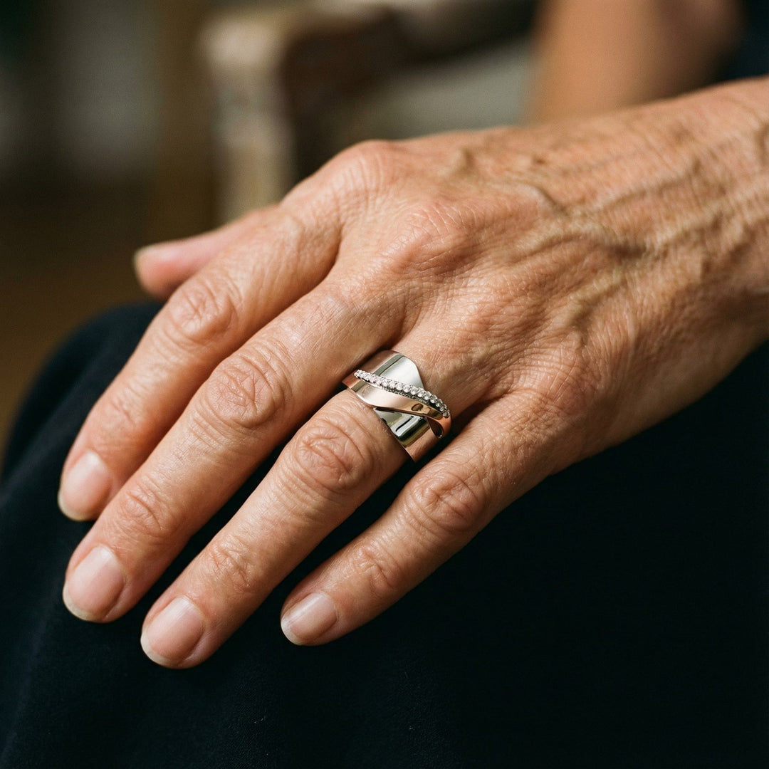 Vintage Rose Gold & Silver Zirconia Ring