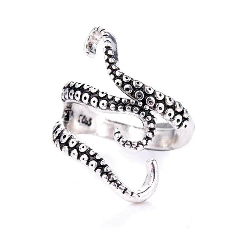 Adjustable Silver Tentacle Ring