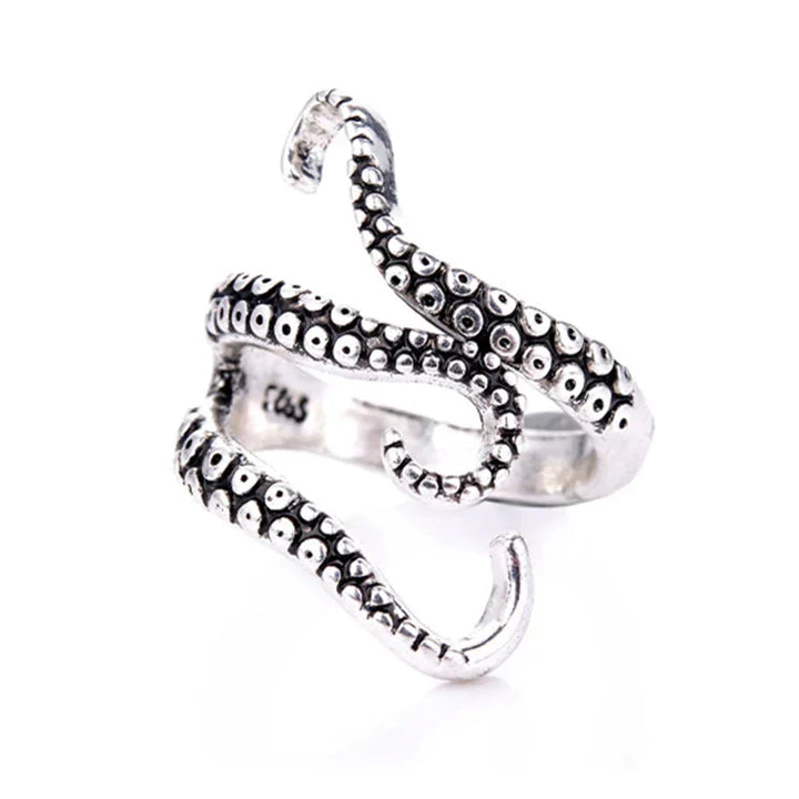 Adjustable Silver Tentacle Ring