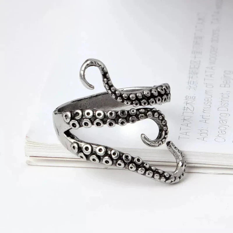 Adjustable Silver Tentacle Ring
