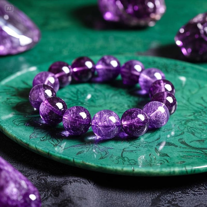 Valeria Purple Pearl Bracelet" can be rewritten as "Valeria Purple Pearl Bracelet - Elegant Charm.