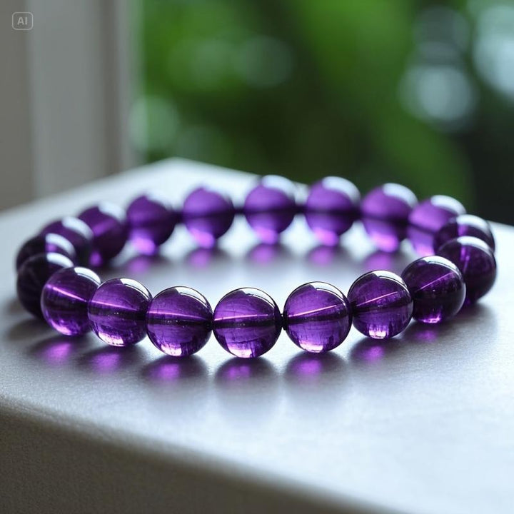 Valeria Purple Pearl Bracelet" can be rewritten as "Valeria Purple Pearl Bracelet - Elegant Charm.
