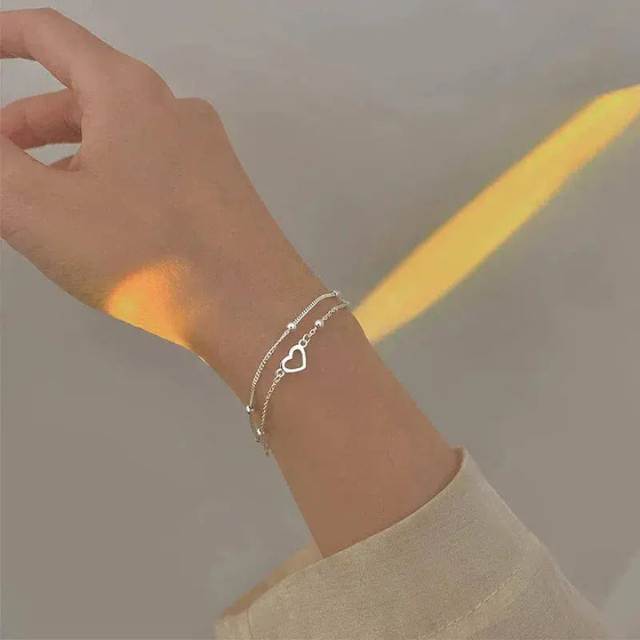 Adjustable Heart Silver Bracelet
