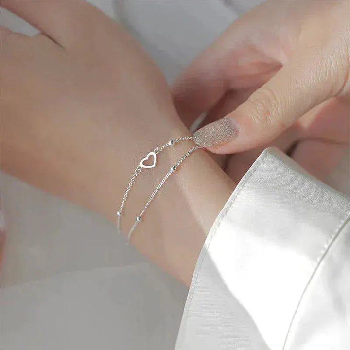 Adjustable Heart Silver Bracelet