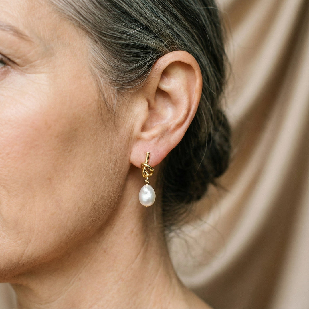 Gold Baroque Pearl Earrings