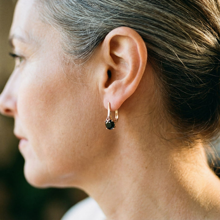 Chic Gold Earrings with Black Zirconia