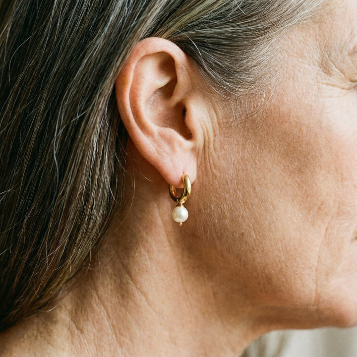 Gold-Plated Small Pearl Earrings