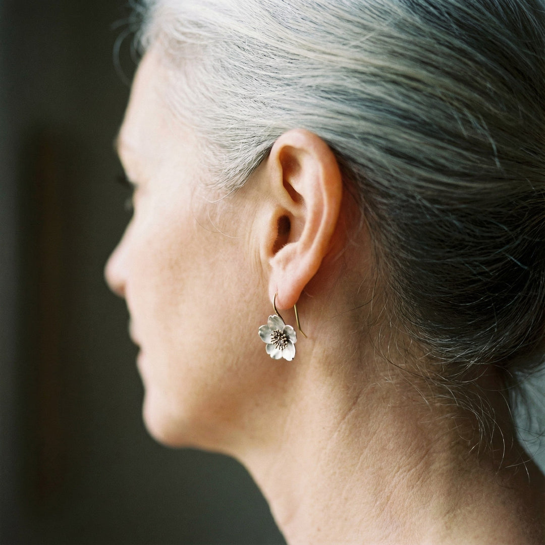 Vintage Floral Silver and Gold Earrings
