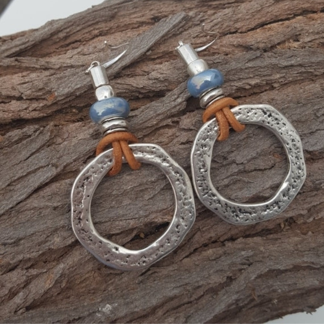 Vintage Silver Boho Circle Earrings